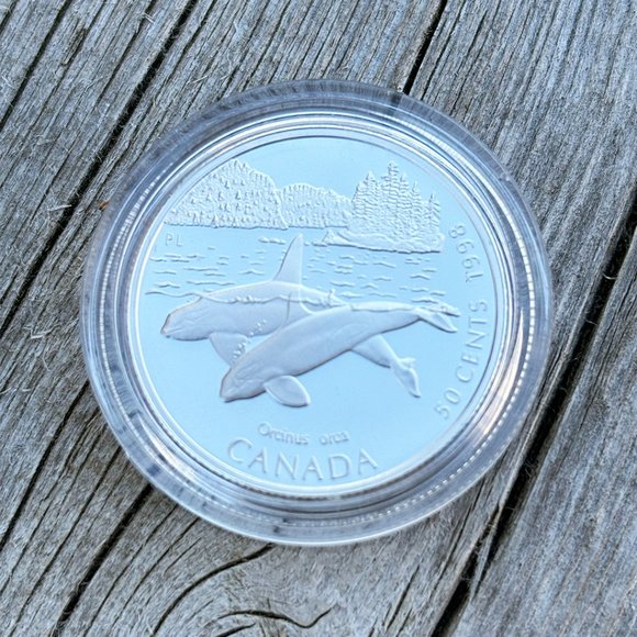 1998 Canada's Ocean Giants Killer Whale Proof Sterling Silver Fifty Cents Piece - Picture 1 of 2